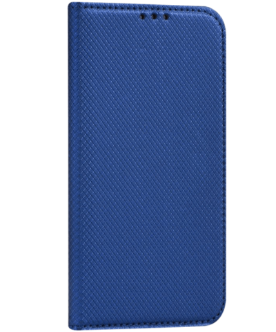 Apple iPhone 14 Plus oldalra nyíló flipes bőrtok rombusz mintás sötétkék