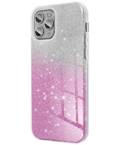 SHINING Tok iPhone 14 Pro-hoz – Átlátszó Rózsaszín Csillogással