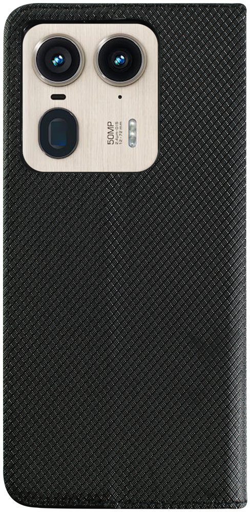 Motorola Edge 50 Ultra oldalra nyíló flipes bőrtok rombusz mintás fekete