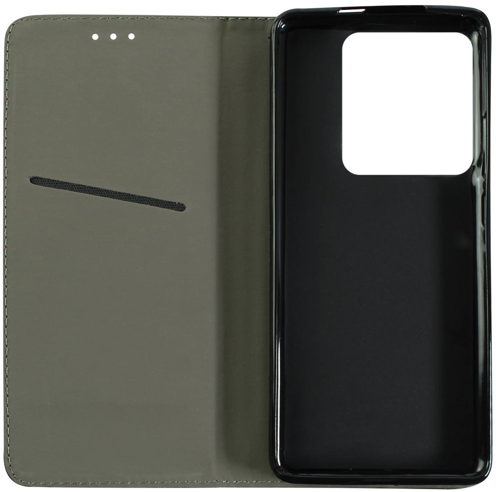 Motorola Edge 50 Ultra oldalra nyíló flipes bőrtok rombusz mintás fekete