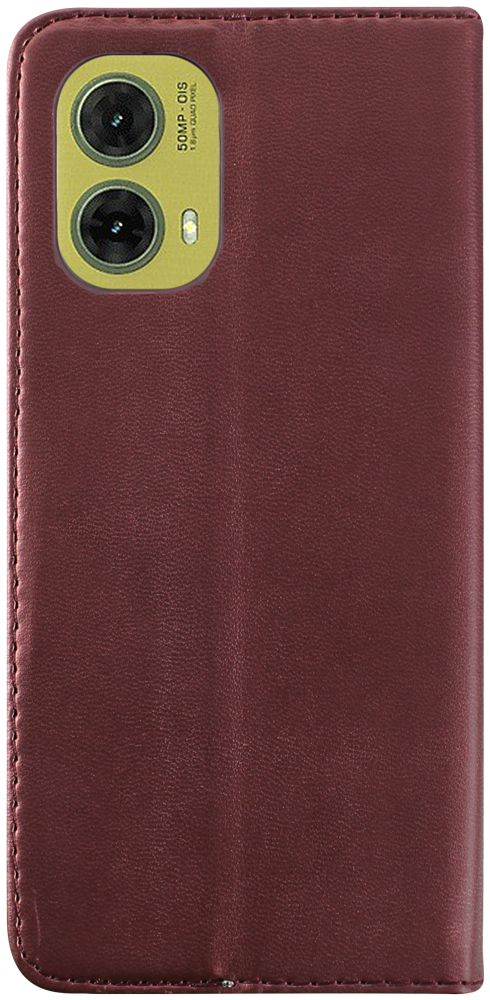 Motorola Moto G85 oldalra nyíló flipes bőrtok asztali tartó funkciós bordó