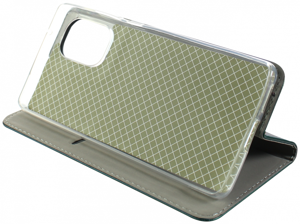 Motorola Moto G85 oldalra nyíló flipes bőrtok asztali tartó funkciós sötétzöld