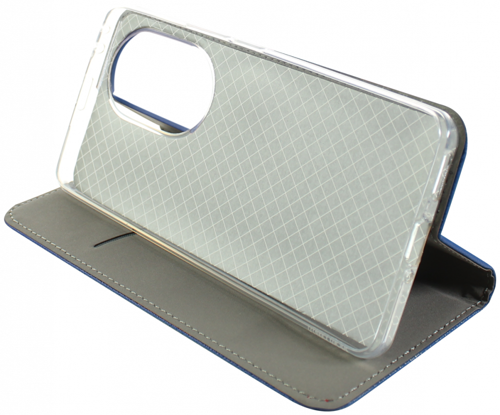 Honor 200 Pro oldalra nyíló flipes bőrtok rombusz mintás sötétkék