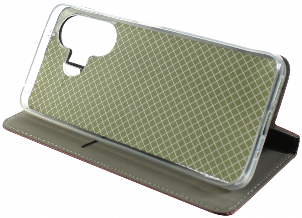 Xiaomi Redmi 13 4G oldalra nyíló flipes bőrtok asztali tartó funkciós bordó