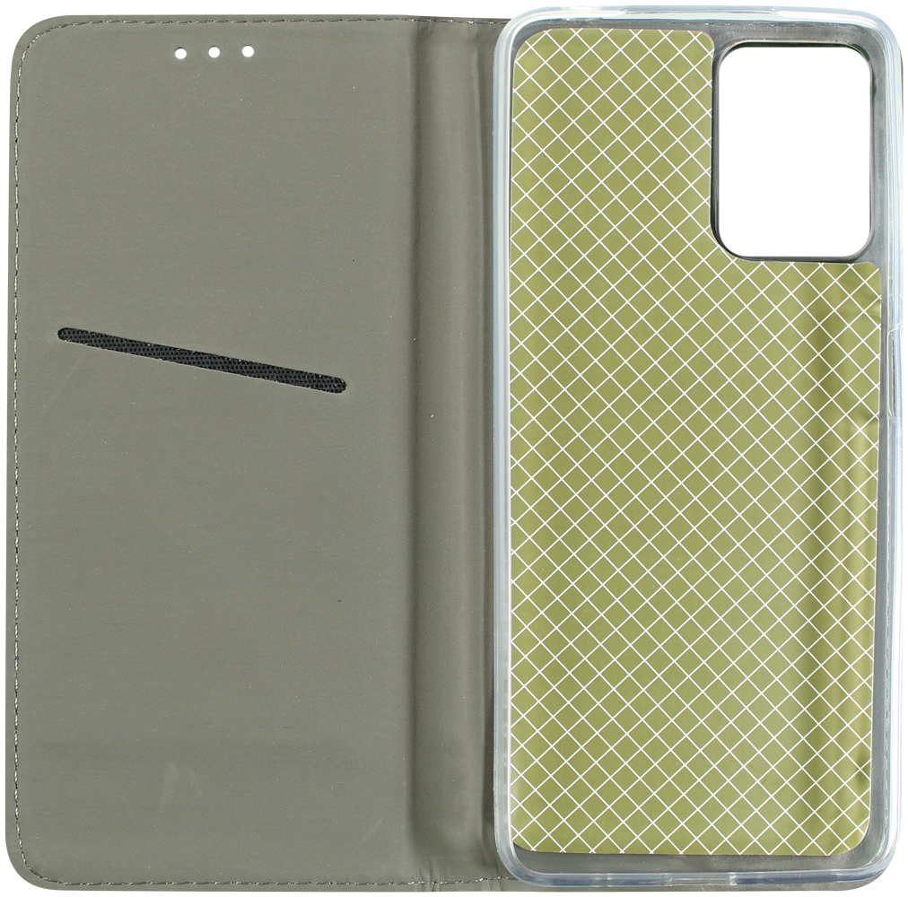 Motorola Moto E14 oldalra nyíló flipes bőrtok asztali tartó funkciós sötétzöld