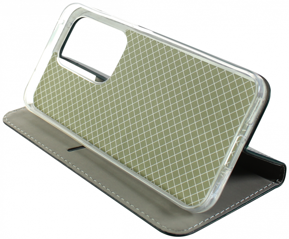 Honor 200 Lite oldalra nyíló flipes bőrtok asztali tartó funkciós sötétzöld