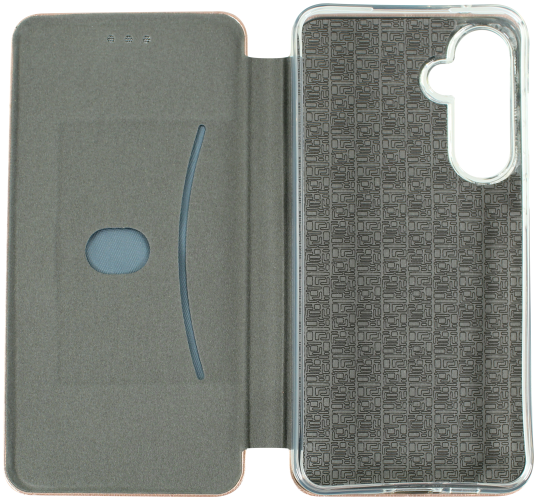 Samsung Galaxy A55 5G (SM-A556B) oldalra nyíló mágneses flipes bőrtok prémium minőség rozéarany