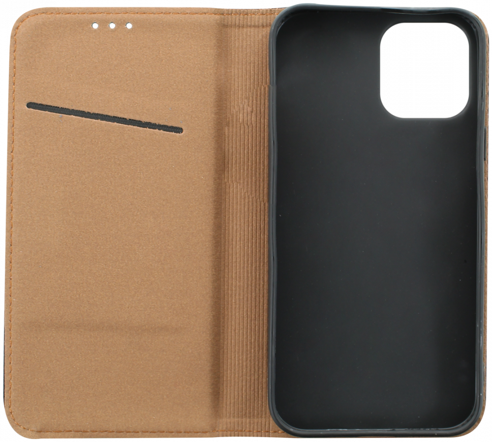 Apple iPhone 12 Pro oldalra nyíló flipes bőrtok valódi bőr fekete