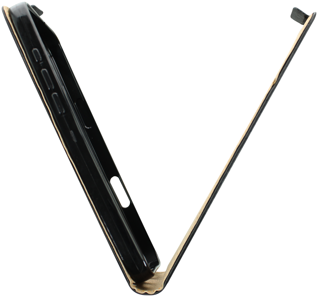 Apple iPhone 16 lenyíló flipes bőrtok fekete