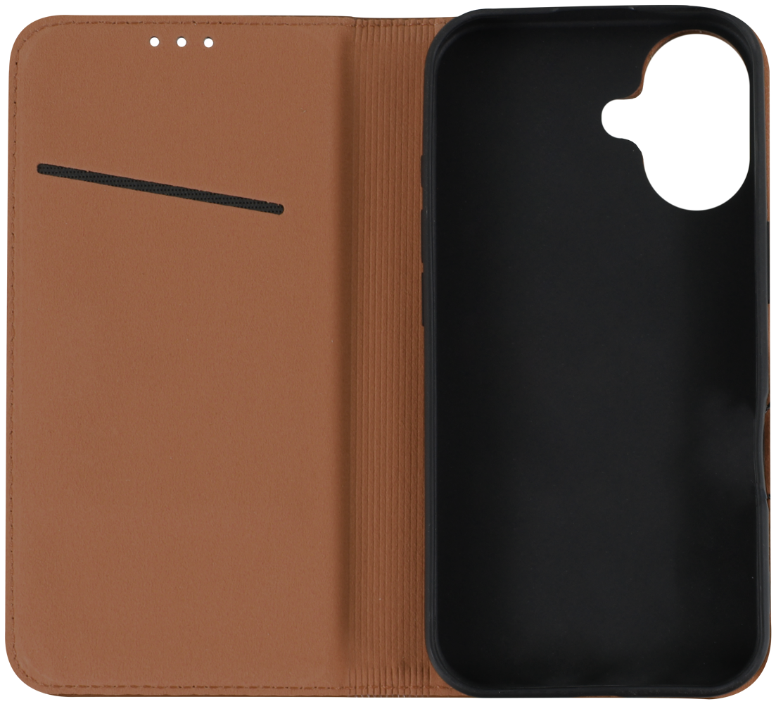 Apple iPhone 16 oldalra nyíló flipes bőrtok valódi bőr barna