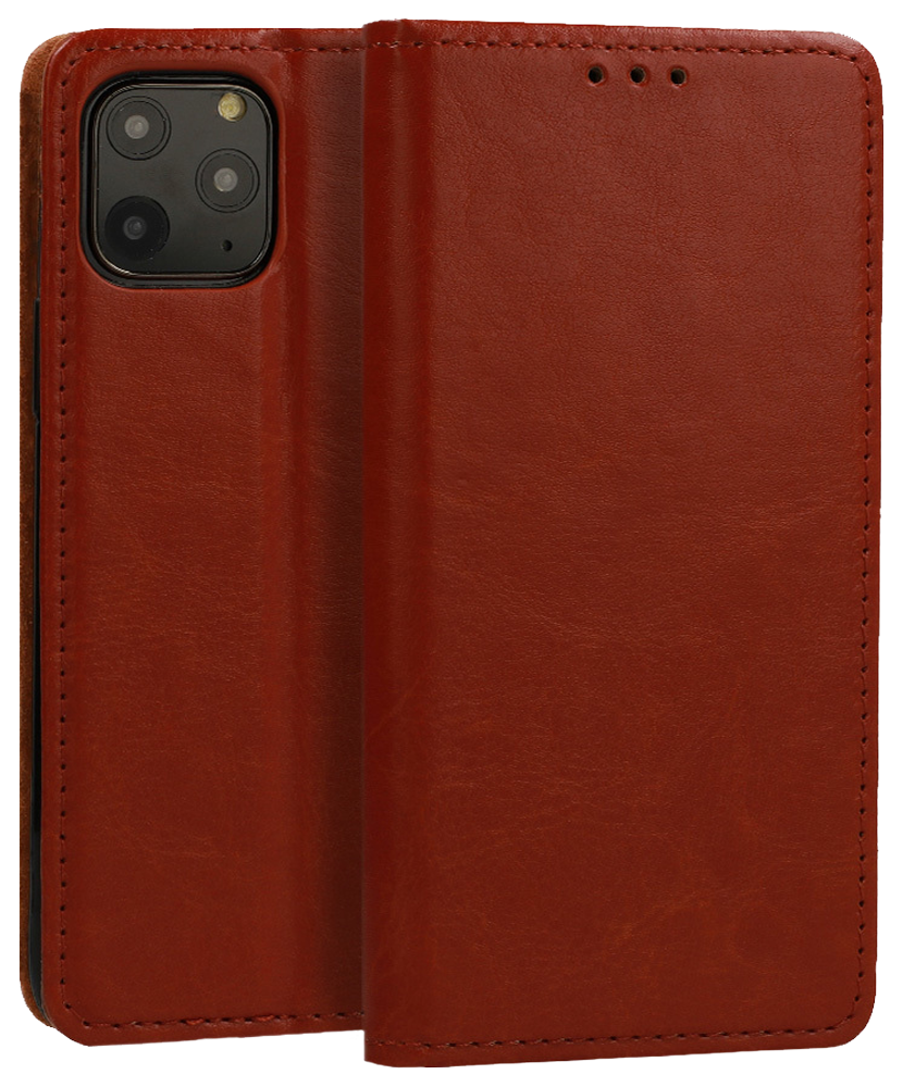 Xiaomi Redmi Note 13 Pro 4G oldalra nyíló flipes bőrtok valódi bőr barna