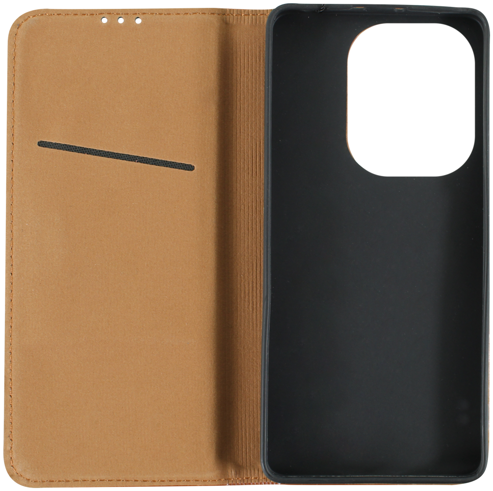 Xiaomi Redmi Note 13 Pro 4G oldalra nyíló flipes bőrtok valódi bőr barna