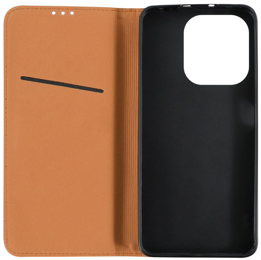 Xiaomi Redmi Note 13 4G oldalra nyíló flipes bőrtok valódi bőr barna