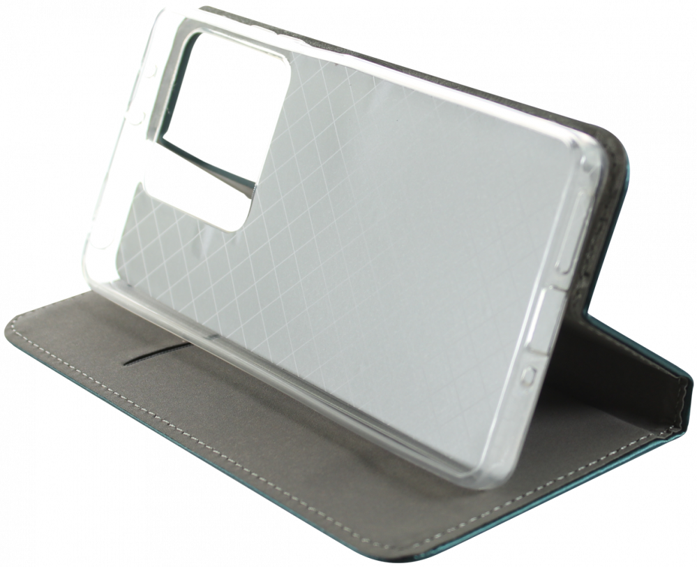 Xiaomi Redmi Note 13 5G oldalra nyíló flipes bőrtok asztali tartó funkciós sötétzöld