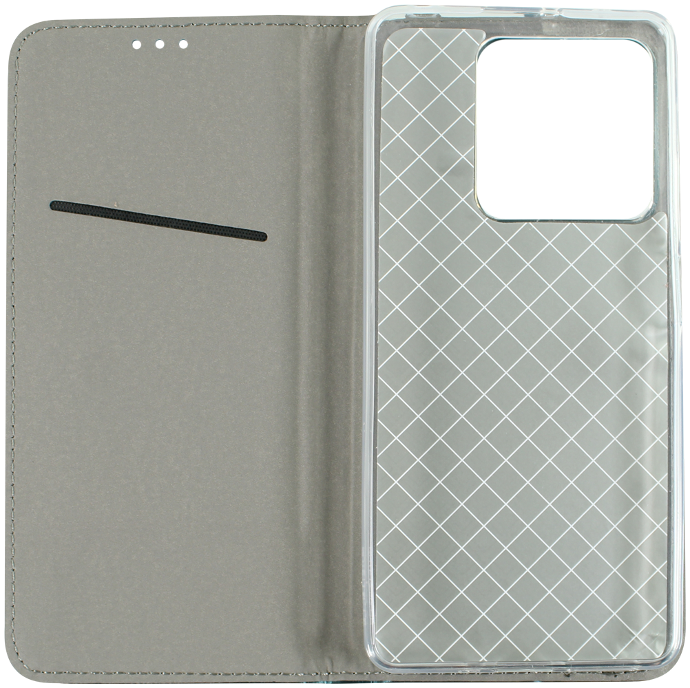 Xiaomi Redmi Note 13 5G oldalra nyíló flipes bőrtok asztali tartó funkciós sötétzöld