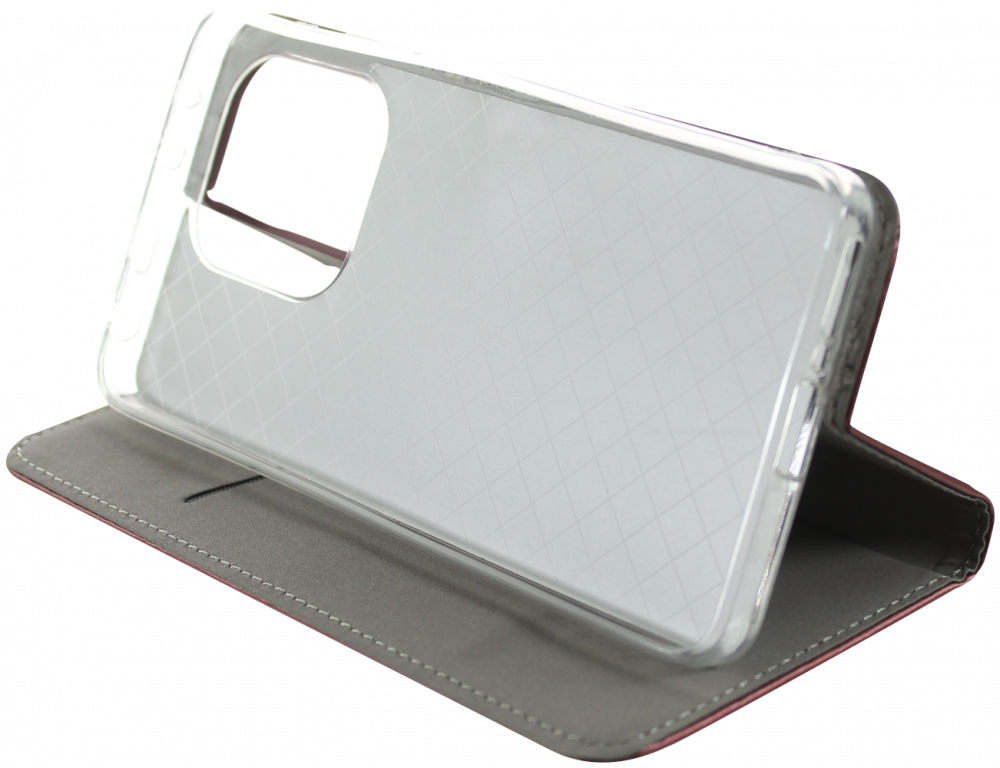 Xiaomi Redmi Note 13 4G oldalra nyíló flipes bőrtok asztali tartó funkciós bordó