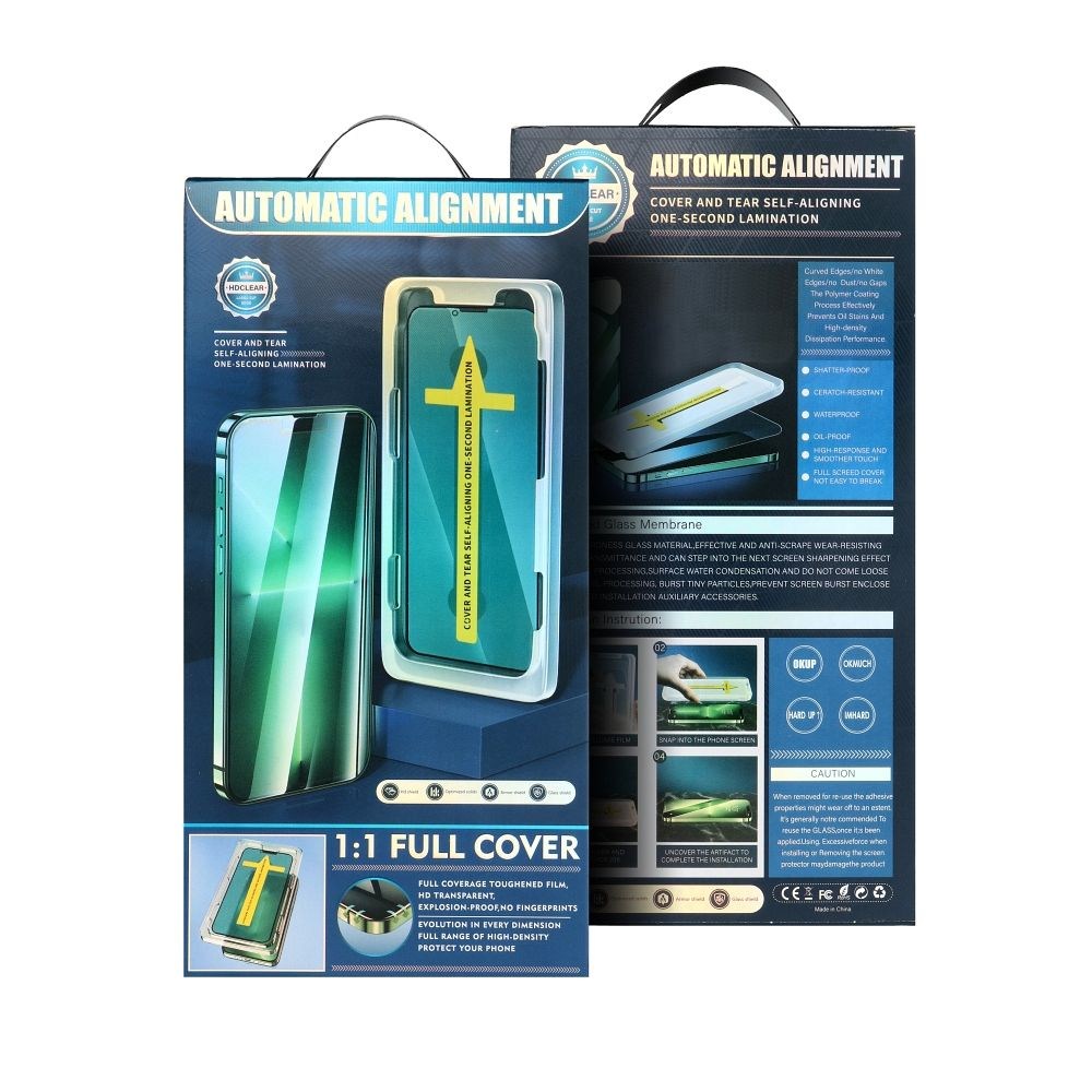 5D Full Glue Edzett Üveg iPhone 15-höz – Fekete kerettel + Applikátor a Tökéletes Illeszkedésért