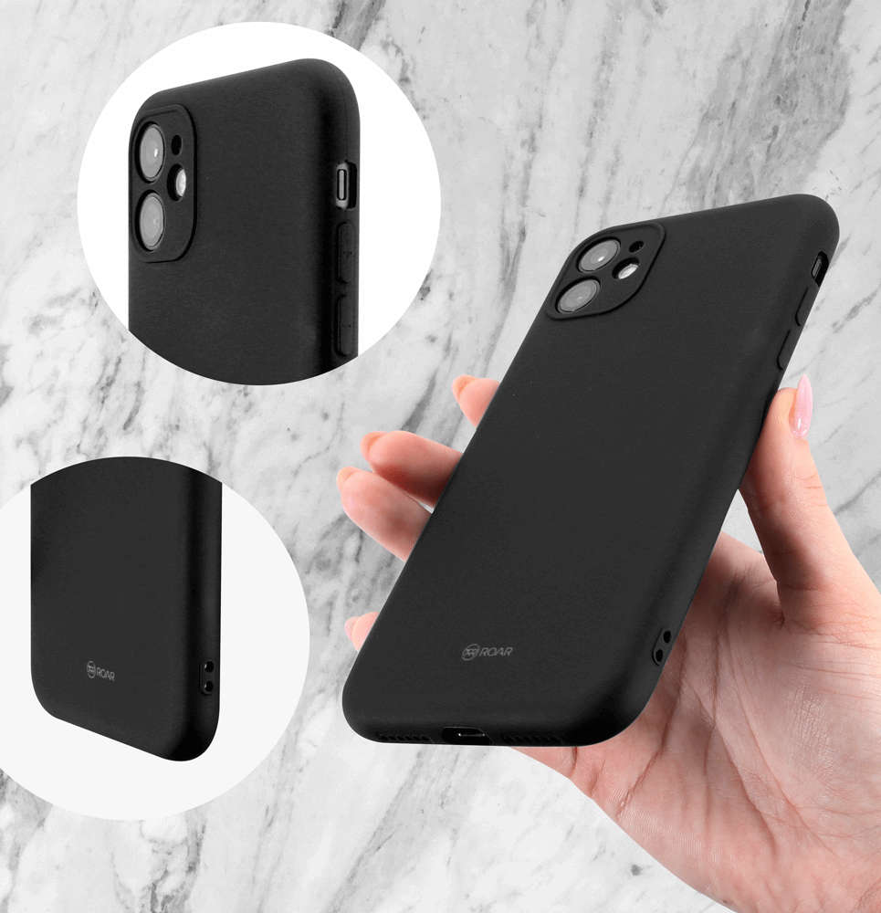 Samsung Galaxy A55 5G (SM-A556B) szilikon tok gyári ROAR kameravédővel fekete