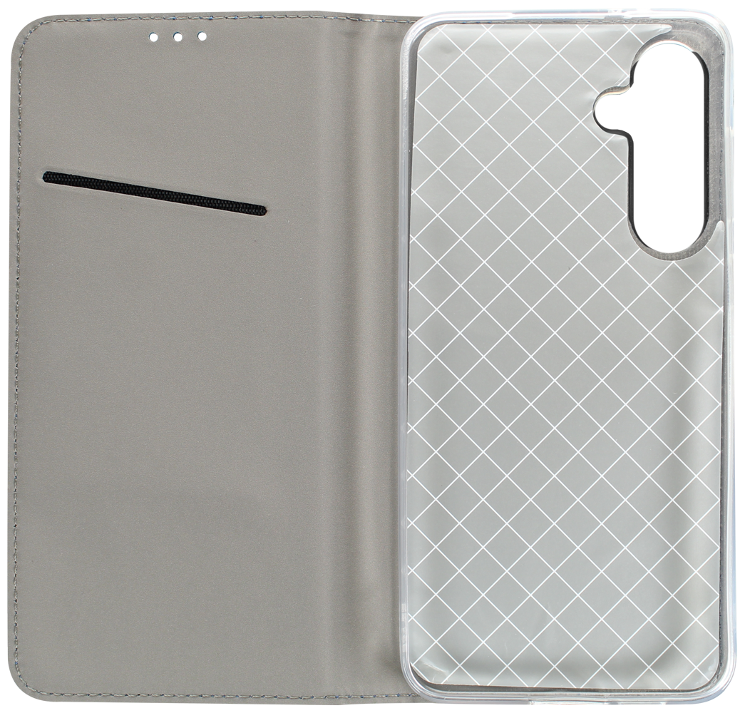 Samsung Galaxy S24 FE (SM-S721B/DS) oldalra nyíló flipes bőrtok rombusz mintás fekete