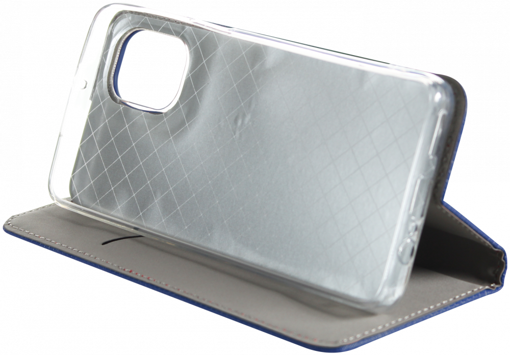 Motorola Moto G55 oldalra nyíló flipes bőrtok rombusz mintás sötétkék