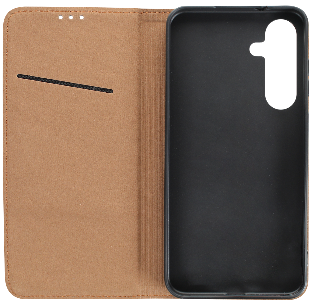 Samsung Galaxy S24 FE (SM-S721B/DS) oldalra nyíló flipes bőrtok valódi bőr fekete