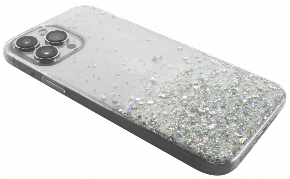 Samsung Galaxy S25 Ultra (SM-S938B) kemény hátlap szilikon kerettel flitteres átlátszó