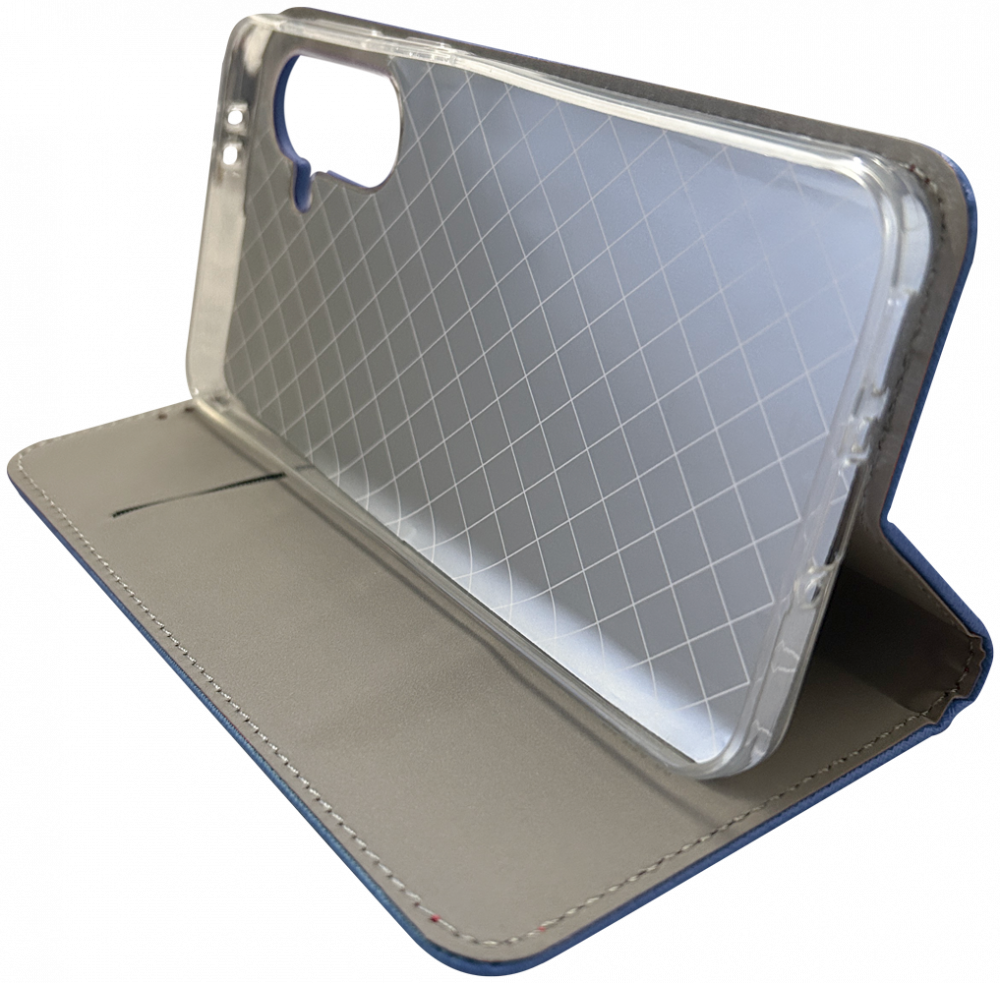 Samsung Galaxy A56 5G (SM-A566B/DS) oldalra nyíló flipes bőrtok rombusz mintás sötétkék