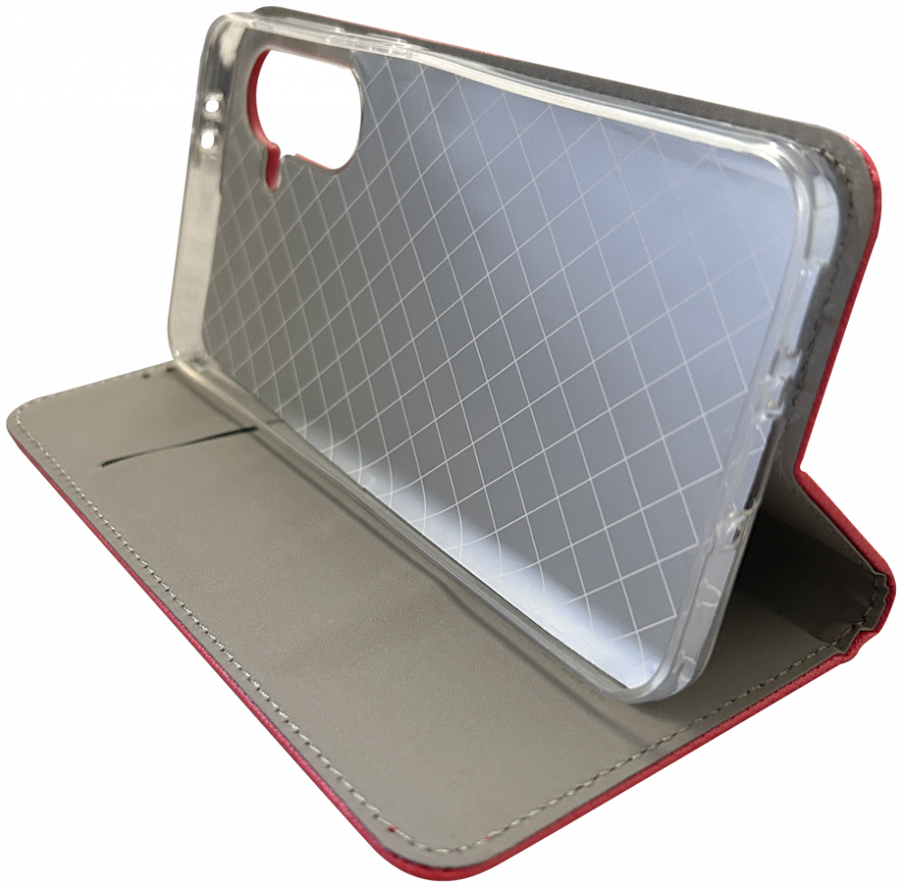 Samsung Galaxy A56 5G (SM-A566B/DS) oldalra nyíló flipes bőrtok rombusz mintás piros