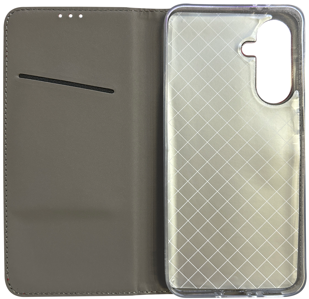 Samsung Galaxy A56 5G (SM-A566B/DS) oldalra nyíló flipes bőrtok rombusz mintás piros