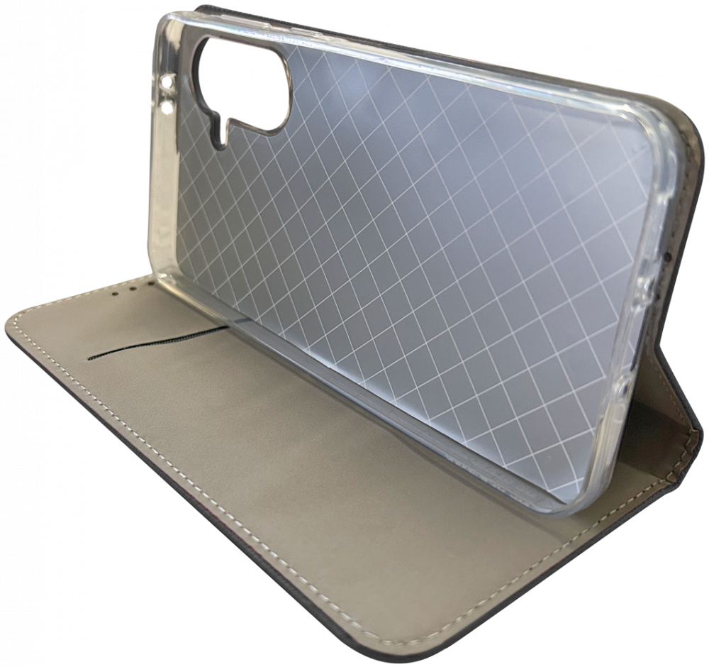 Samsung Galaxy A36 5G (SM-A366B/DS) oldalra nyíló flipes bőrtok rombusz mintás fekete