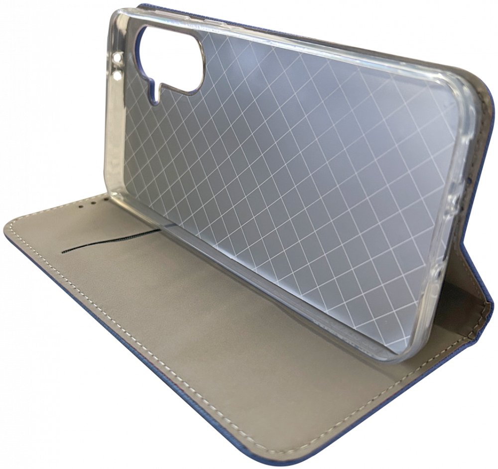 Samsung Galaxy A36 5G (SM-A366B/DS) oldalra nyíló flipes bőrtok rombusz mintás sötétkék