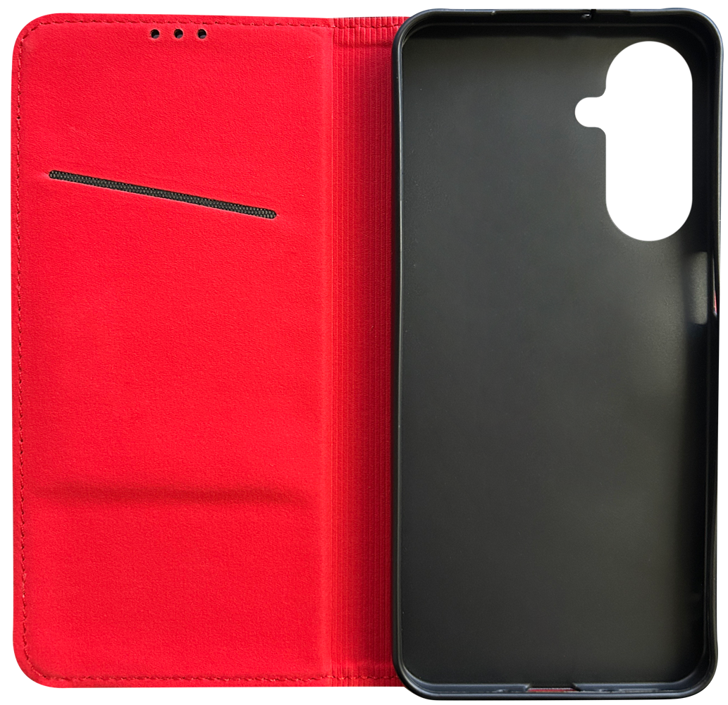 Samsung Galaxy A26 5G (SM-A266B/DS) oldalra nyíló flipes bőrtok valódi bőr piros