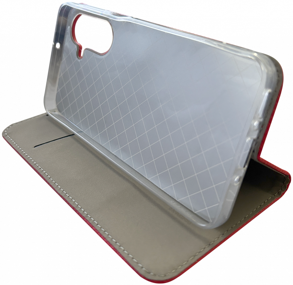 Samsung Galaxy A26 5G (SM-A266B/DS) oldalra nyíló flipes bőrtok rombusz mintás piros