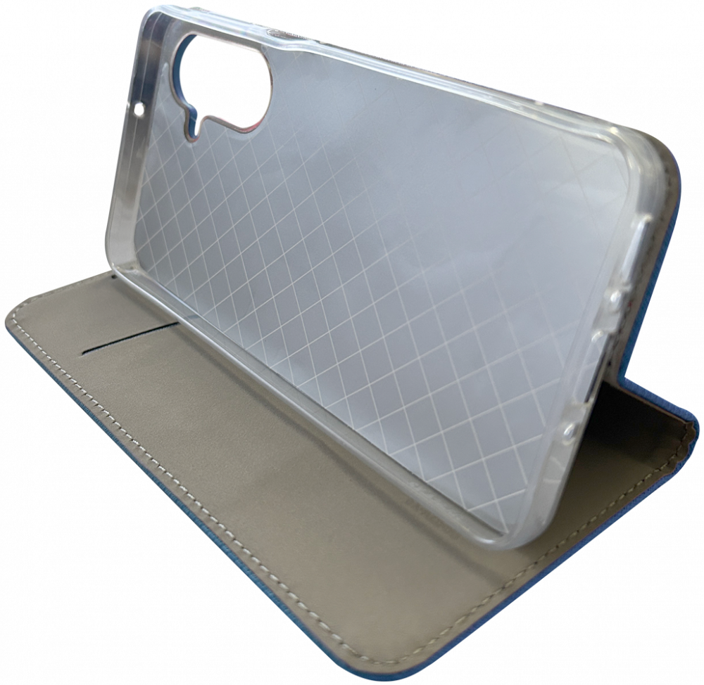 Samsung Galaxy A26 5G (SM-A266B/DS) oldalra nyíló flipes bőrtok rombusz mintás sötétkék