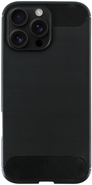 Apple iPhone 16 Pro Max ütésálló szilikon tok szálcsiszolt-karbon minta légpárnás sarok fekete