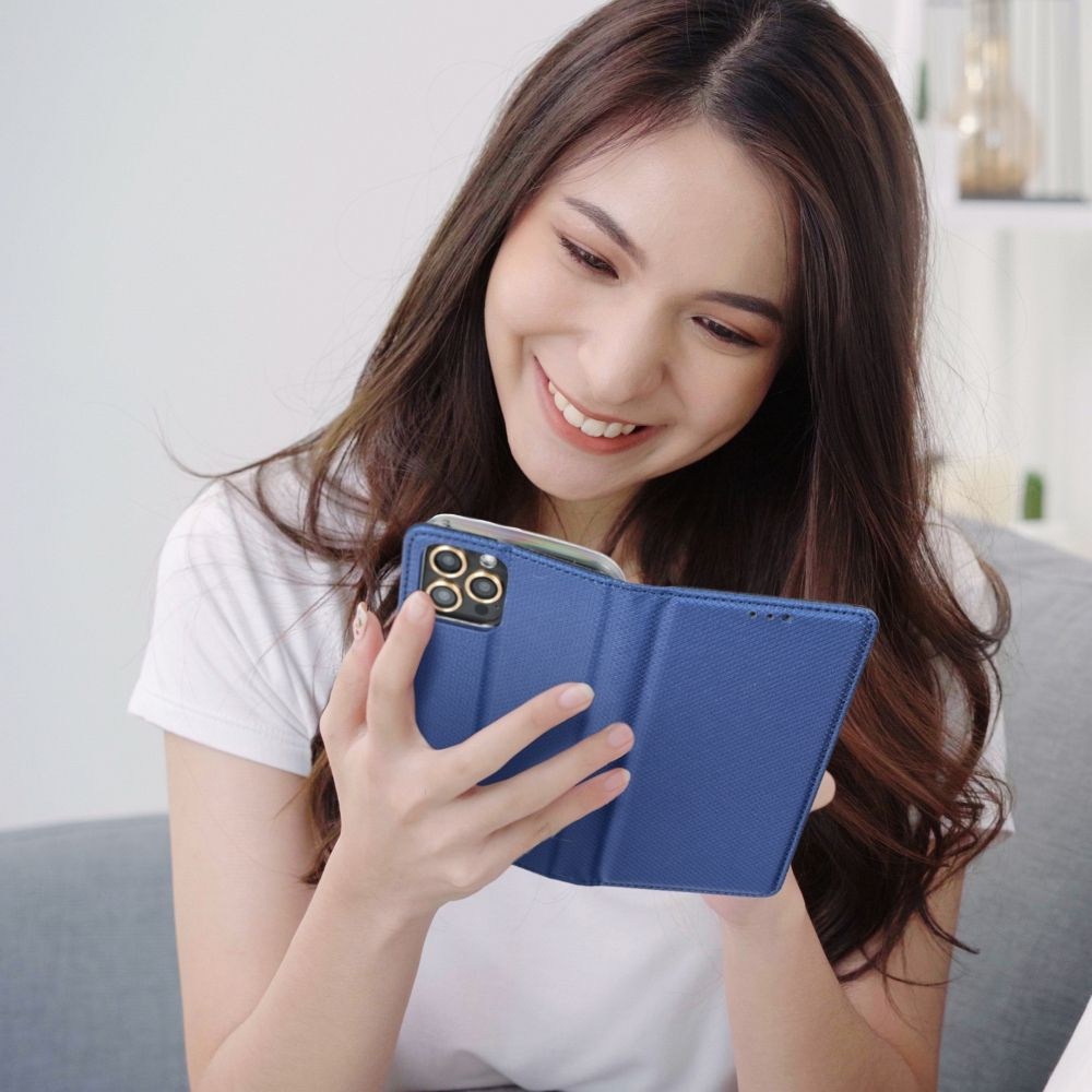 Samsung Galaxy S25 Ultra (SM-S938B) oldalra nyíló flipes bőrtok rombusz mintás sötétkék