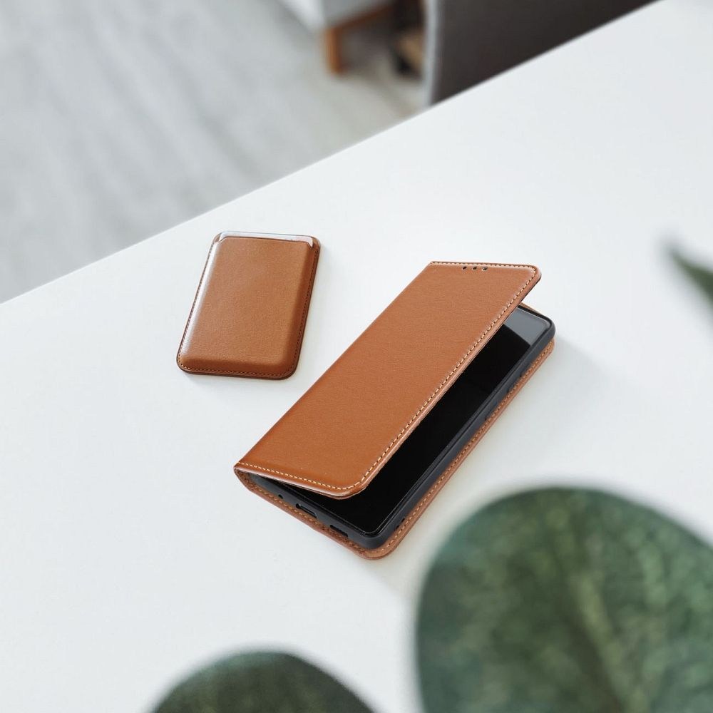 Samsung Galaxy S25 Ultra (SM-S938B) oldalra nyíló flipes bőrtok valódi bőr barna