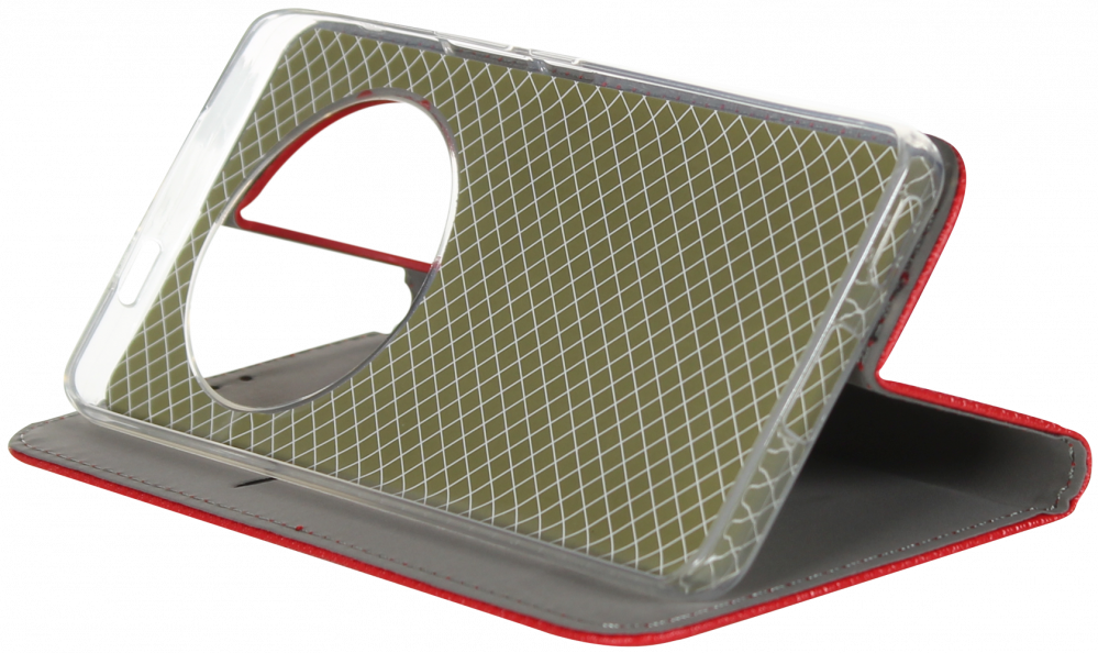 Honor Magic 7 Lite oldalra nyíló flipes bőrtok rombusz mintás piros