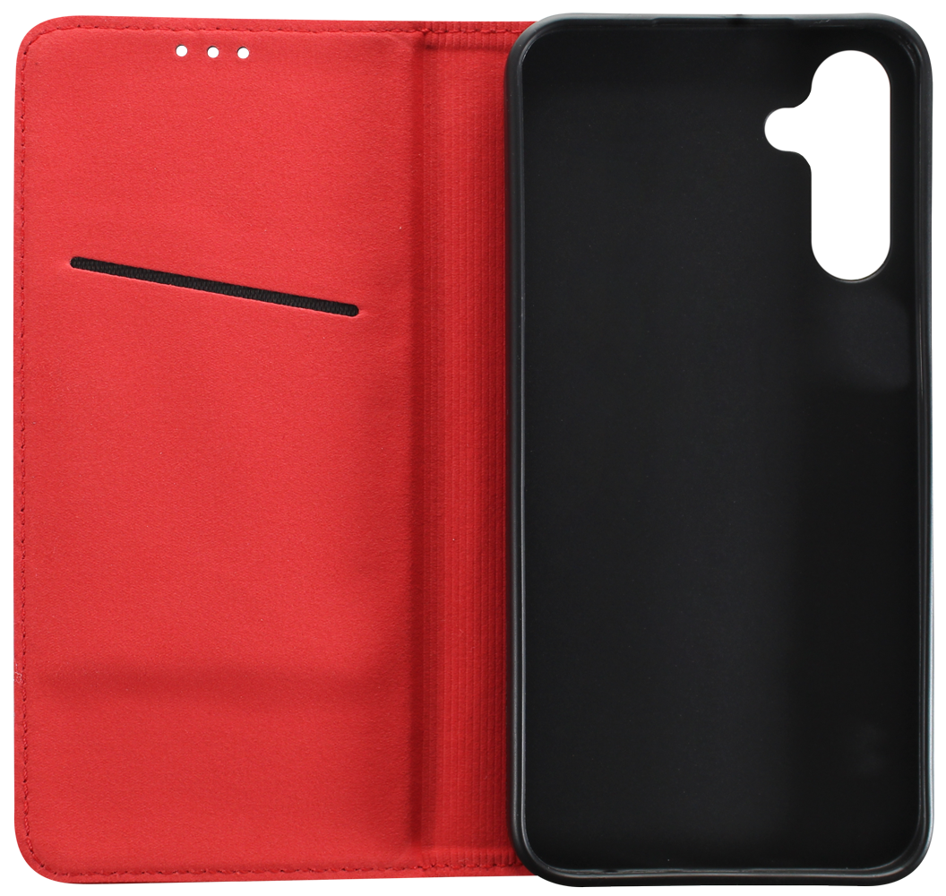 Samsung Galaxy A15 5G (SM-A156B) oldalra nyíló flipes bőrtok valódi bőr piros