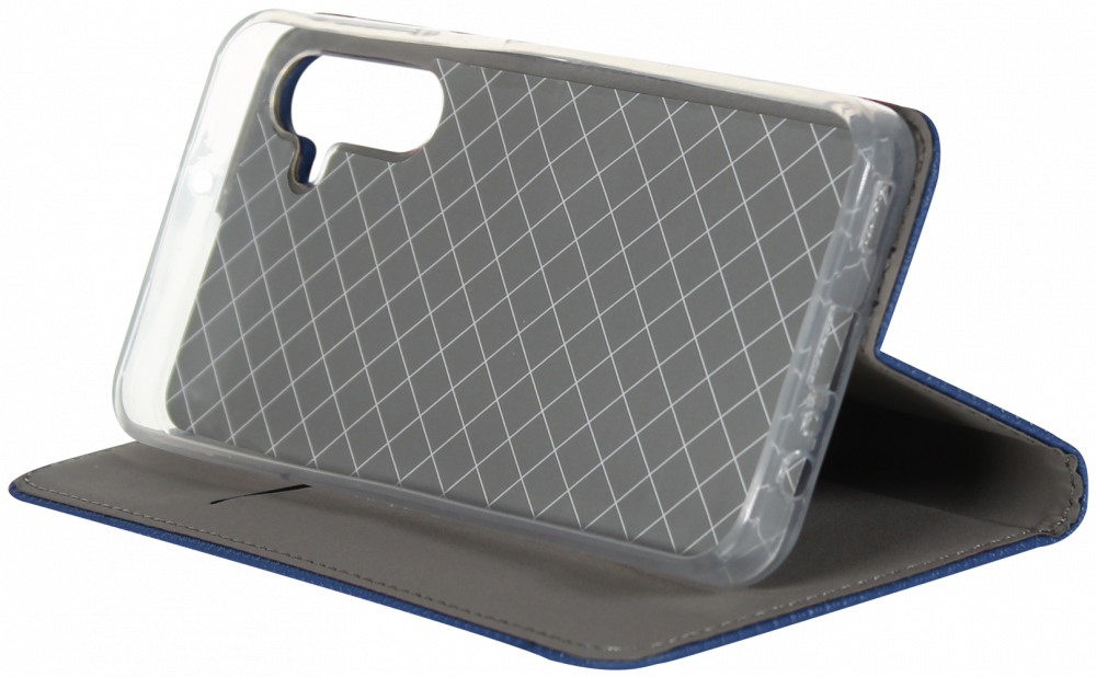 Samsung Galaxy A15 (SM-A155F) oldalra nyíló flipes bőrtok rombusz mintás sötétkék