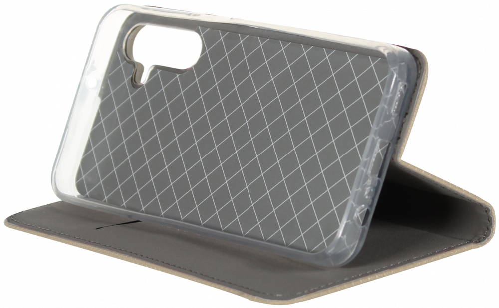 Samsung Galaxy A15 5G (SM-A156B) oldalra nyíló flipes bőrtok rombusz mintás arany