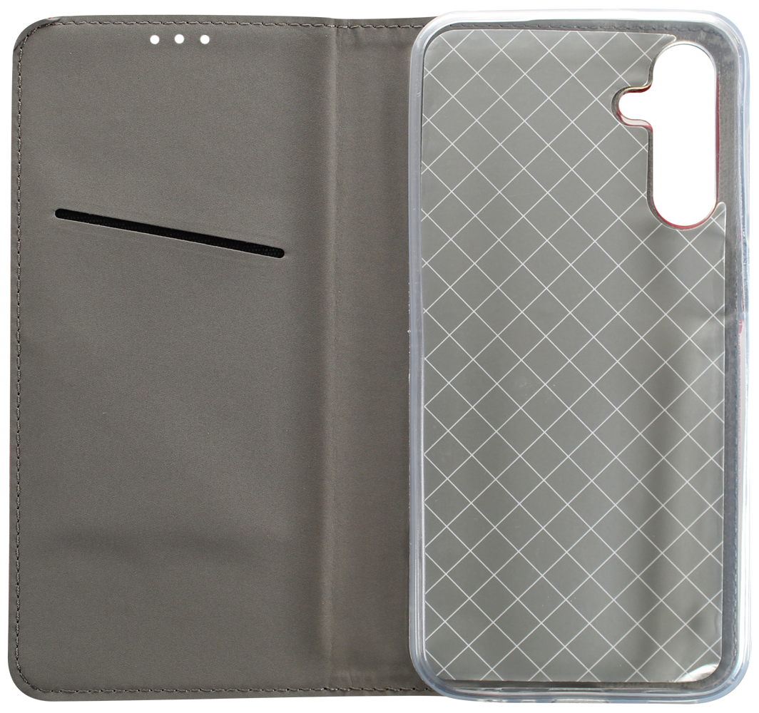 Samsung Galaxy A15 5G (SM-A156B) oldalra nyíló flipes bőrtok rombusz mintás piros