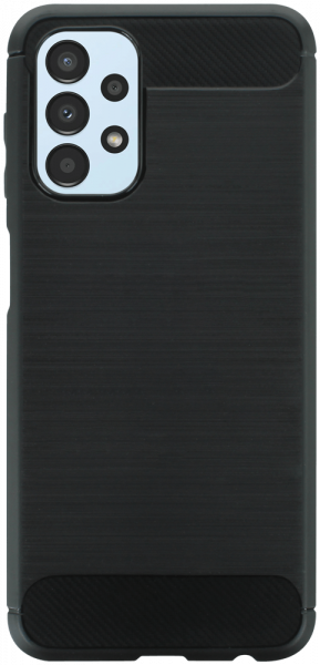 Samsung Galaxy A13 4G (SM-A135F) ütésálló szilikon tok szálcsiszolt-karbon minta légpárnás sarok fekete
