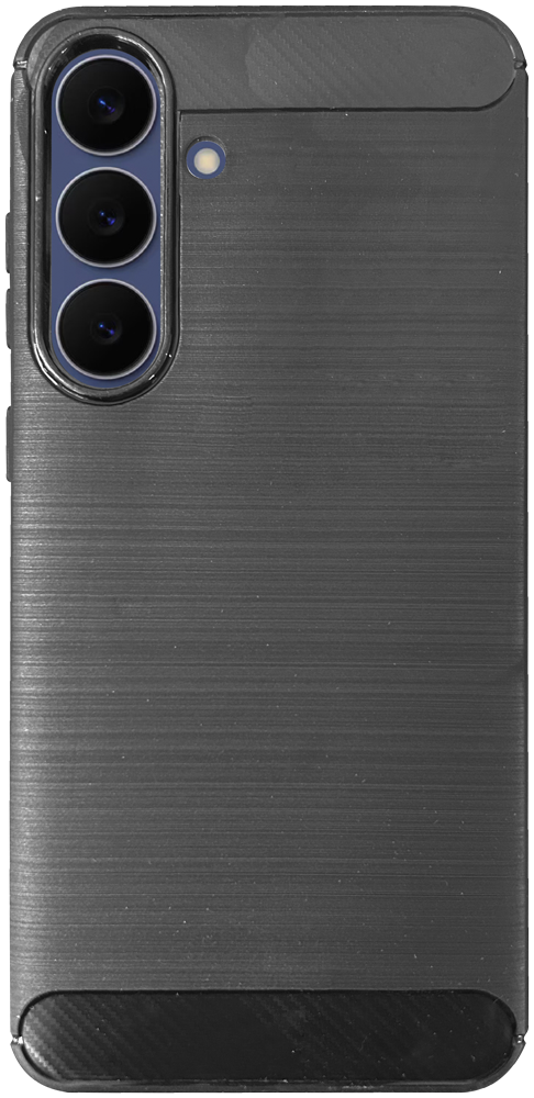 Samsung Galaxy S25 FE (SM-S731B) ütésálló szilikon tok szálcsiszolt-karbon minta légpárnás sarok fekete