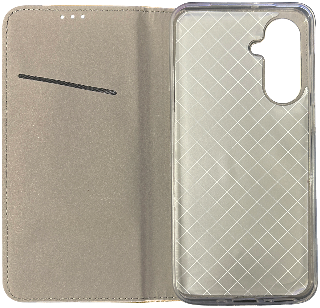 Samsung Galaxy S25 FE (SM-S731B) oldalra nyíló flipes bőrtok rombusz mintás arany