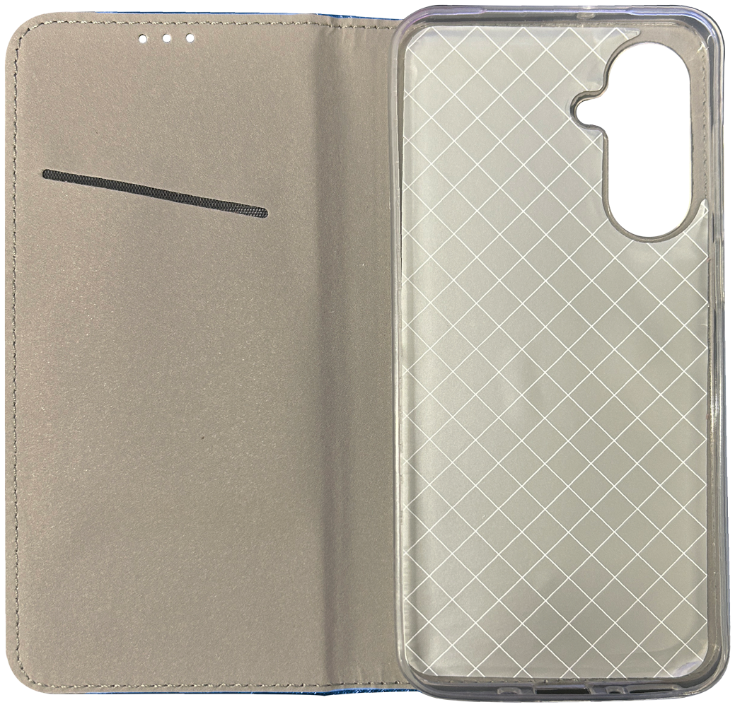 Samsung Galaxy S25 FE (SM-S731B) oldalra nyíló flipes bőrtok rombusz mintás sötétkék