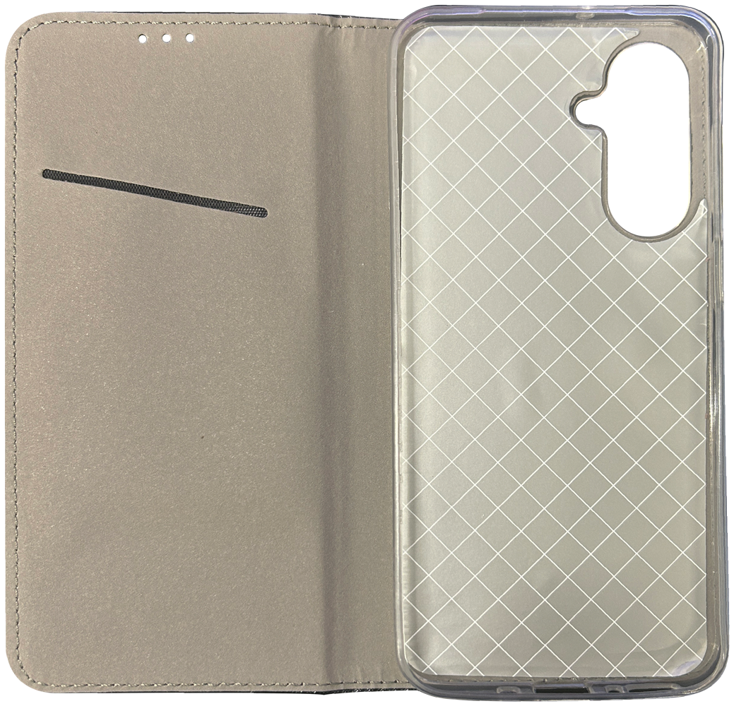 Samsung Galaxy S25 FE (SM-S731B) oldalra nyíló flipes bőrtok rombusz mintás fekete