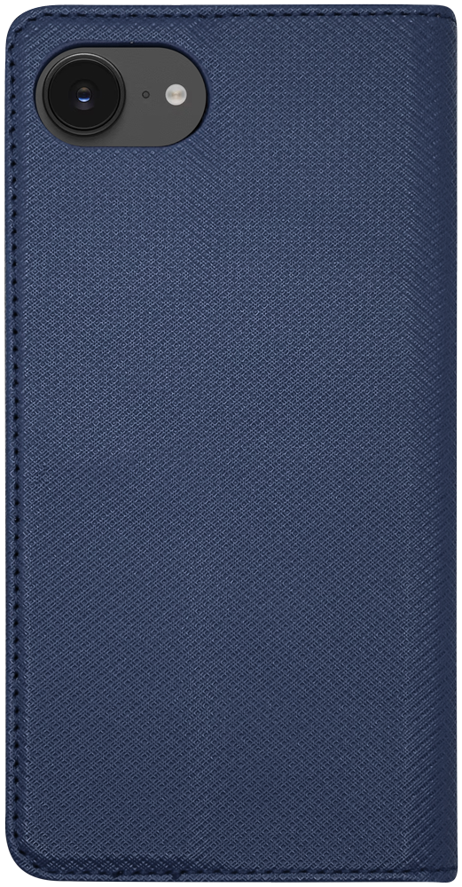Apple iPhone 16e (SE 2025) oldalra nyíló flipes bőrtok rombusz mintás sötétkék